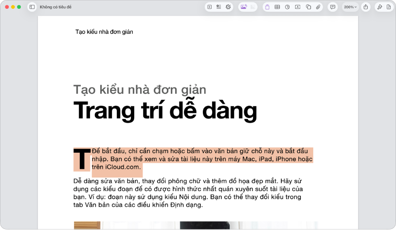 Trong tài liệu đang mở với văn bản giữ chỗ mẫu được chọn.