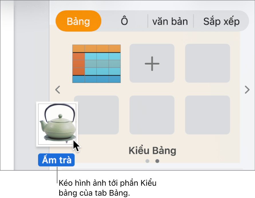 Kéo hình ảnh vào khung kiểu bảng để tạo kiểu mới.