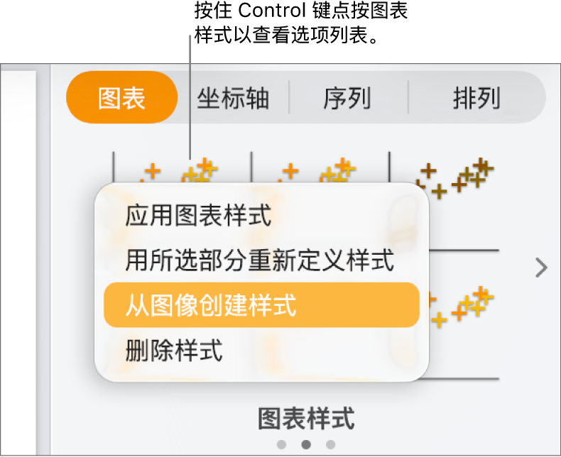 图表样式快捷键菜单。