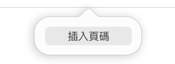 頁首下方的「插入頁碼」按鈕。