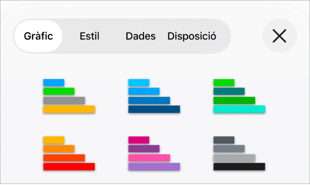 Estils de gràfic a la pestanya Gràfic del menú Format.
