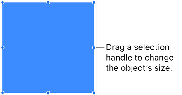 An object with blue dots on its border for changing the object’s size.