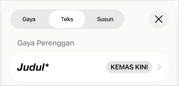 Gaya perenggan dengan asterisk di sebelahnya dan butang Kemas Kini di sebelah kanan.