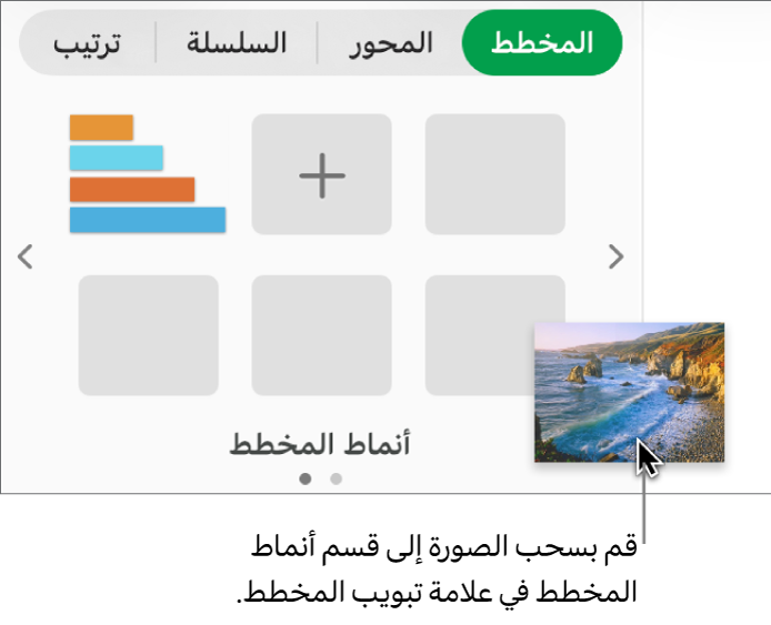 سحب صورة إلى قسم أنماط المخطط بالشريط الجانبي لإنشاء نمط جديد.