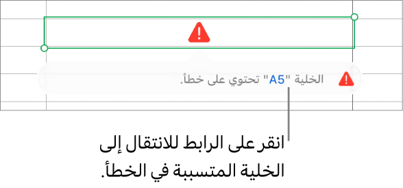 رابط خطأ في الخلية.