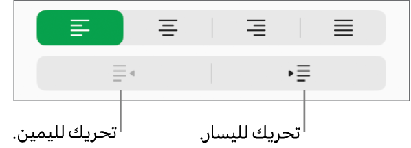 خيارات محاذاة الفقرة.