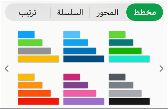 أنماط المخططات في علامة التبويب "المخطط" ضمن الشريط الجانبي "التنسيق".