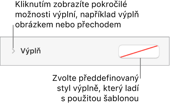 Ovládací prvky pro volbu barvy výplně