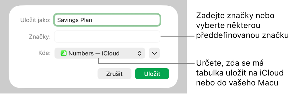 Dialogové okno Uložit jako