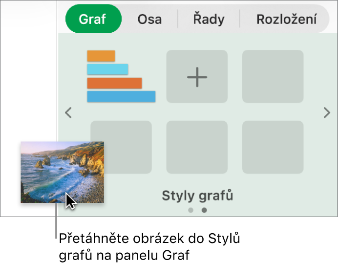 Vytvoření nového stylu přetažením obrázku do sekce se styly grafů na bočním panelu