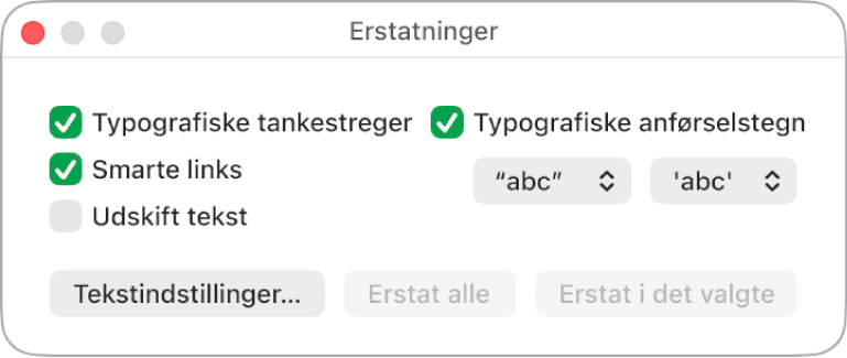 Vinduet Erstatninger.