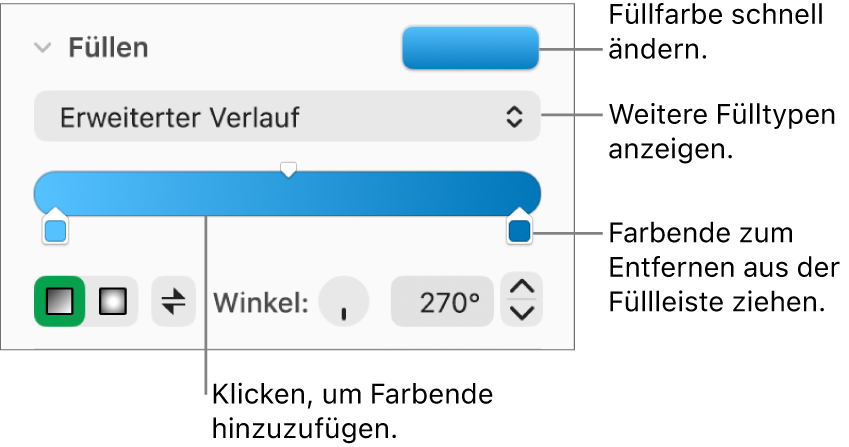 Steuerelemente zum Füllen von Objekten mit Farben