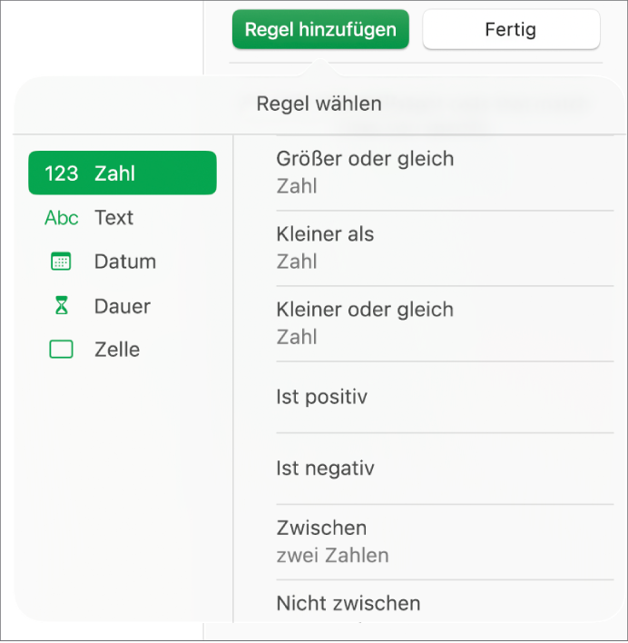 Typen der Zellenmarkierungsregeln