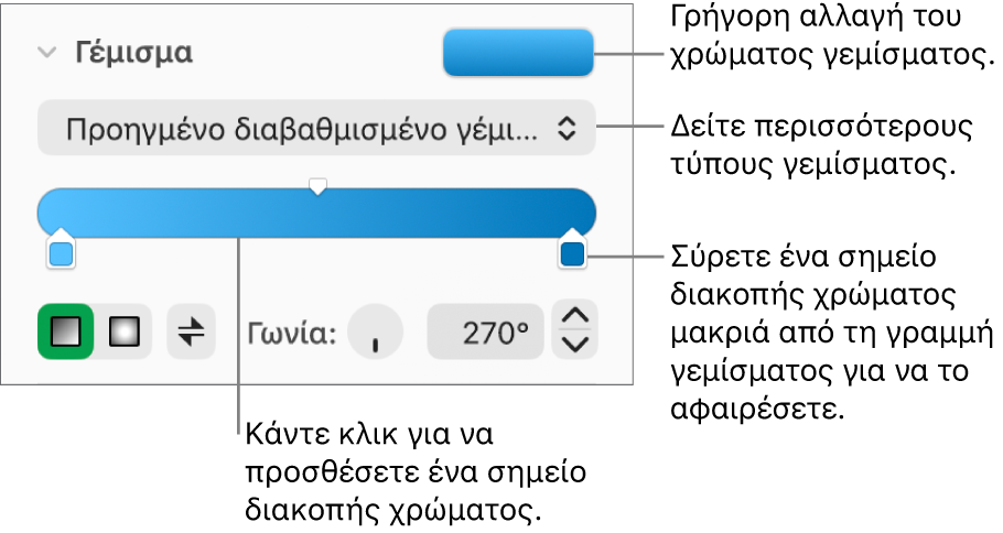 Στοιχεία ελέγχου για το γέμισμα αντικειμένων με χρώματα.