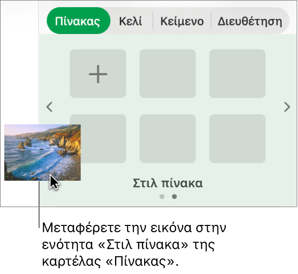Μεταφορά εικόνας στα στιλ πινάκων για τη δημιουργία νέου στιλ.