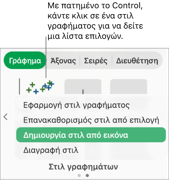 Το μενού συντόμευσης στιλ γραφήματος.