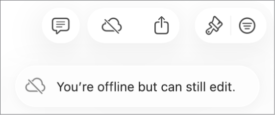 An alert on the screen says “You’re offline but can still edit”.