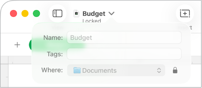 Pop-up for locking or unlocking a spreadsheet.