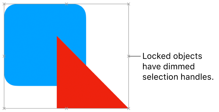 Locked objects with dimmed selection handles.