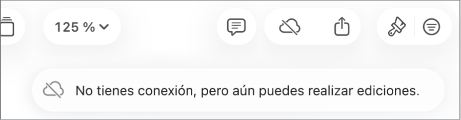 Un aviso en la pantalla dice “No tienes conexión, pero aún puedes realizar ediciones”.