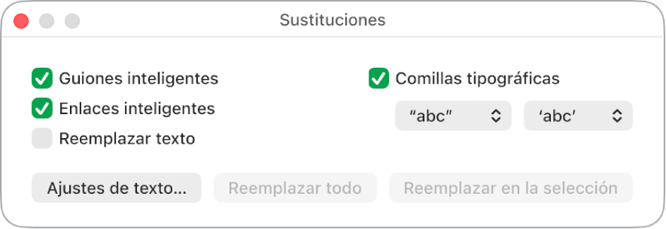 La ventana Sustituciones.