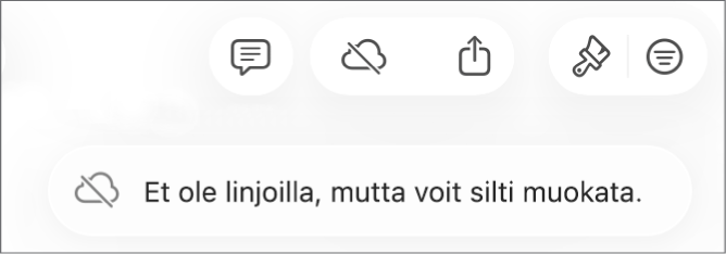 Näytöllä näkyvässä ilmoituksessa lukee ”Et ole linjoilla, mutta voit silti muokata.”