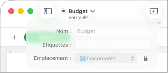 Menu contextuel de verrouillage ou déverrouillage d’une feuille de calcul.