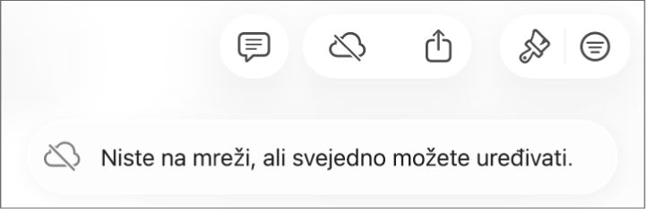 U upozorenju na zaslonu piše “Niste na mreži, ali još uvijek možete uređivati.”