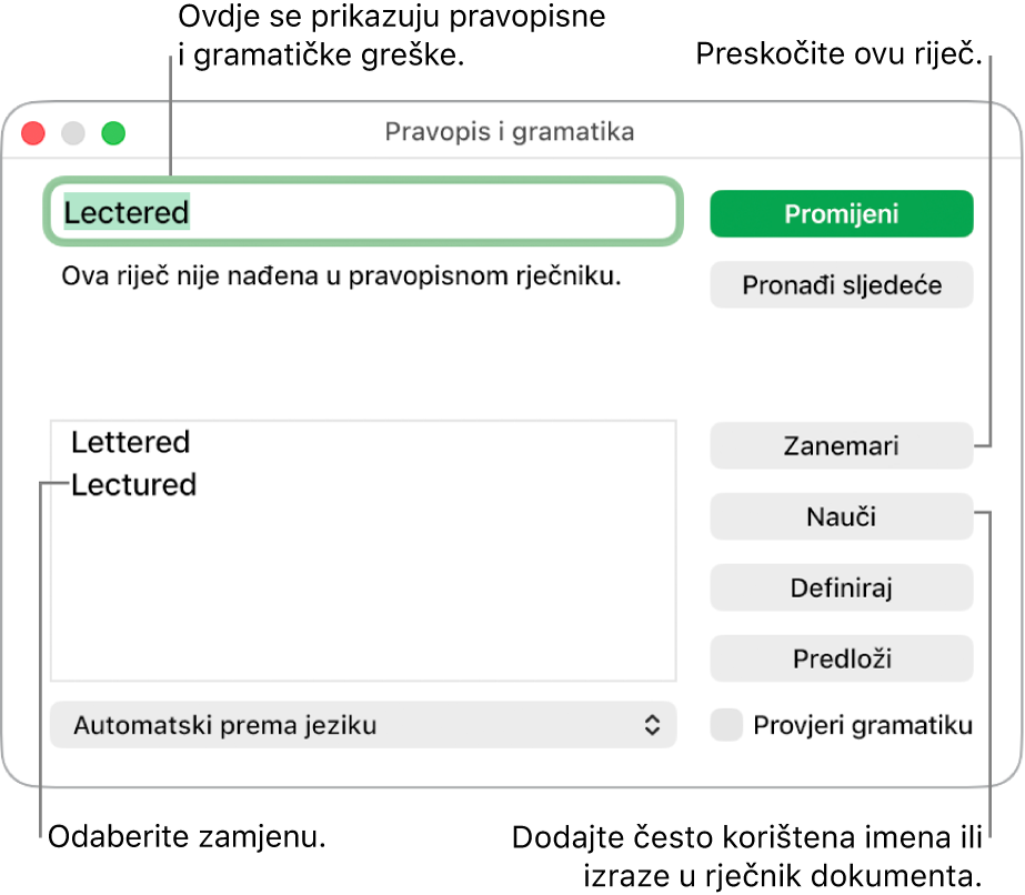 Prozor Pravopis i gramatika.