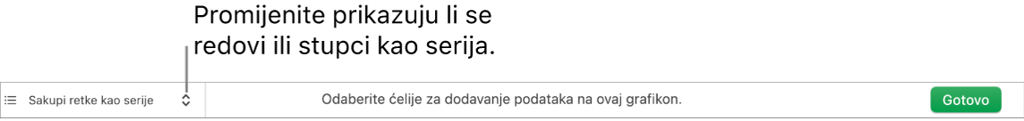Skočni izbornik za odabir hoće li se redci ili stupci sakupljati kao serije.