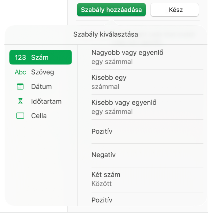 A cellakiemelési szabályok típusai.
