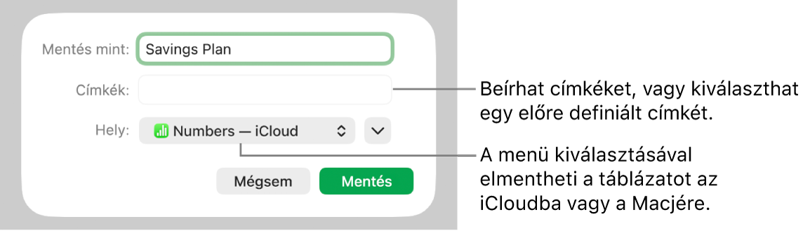 A Mentés mint párbeszédpanel.