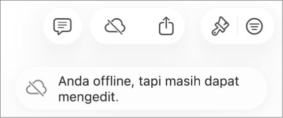 Peringatan di layar bertuliskan “Anda offline tapi masih dapat mengedit”.