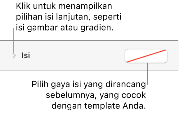 Kontrol untuk memilih warna isi.