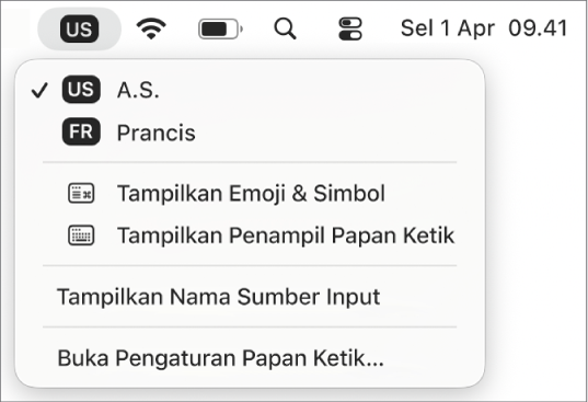 Menu Input ada di pojok kanan atas bar menu.
