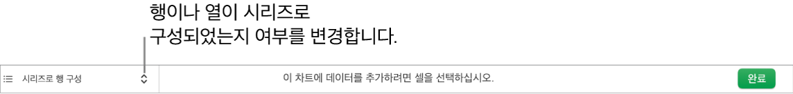 시리즈로 행 또는 열 구성할지 여부를 선택할 수 있는 팝업 메뉴.