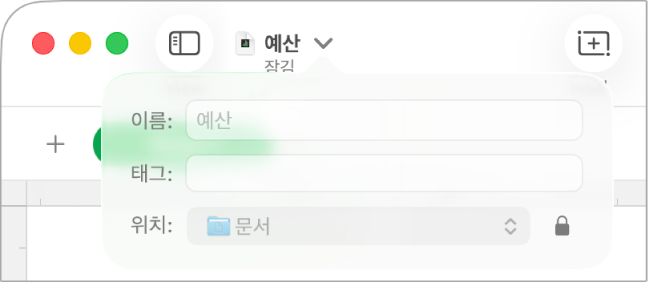스프레드시트를 잠그거나 잠금을 해제하기 위한 팝업.