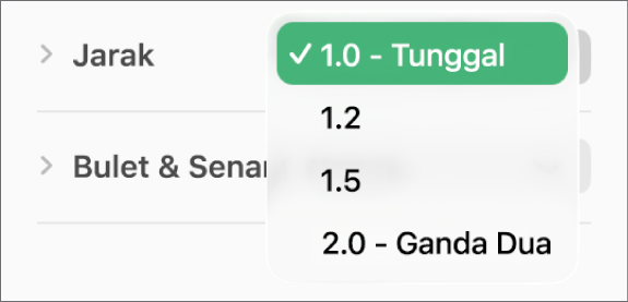 Klik menu timbul Jarak dengan Tunggal, Dwijarak atau pilihan lain.
