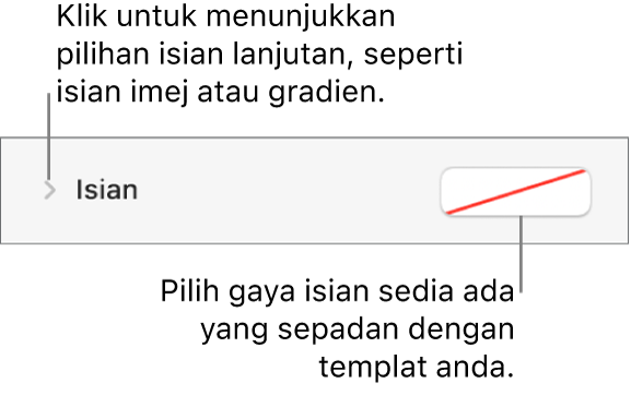 Kawalan untuk memilih warna isian.