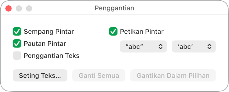 Tetingkap Penggantian.