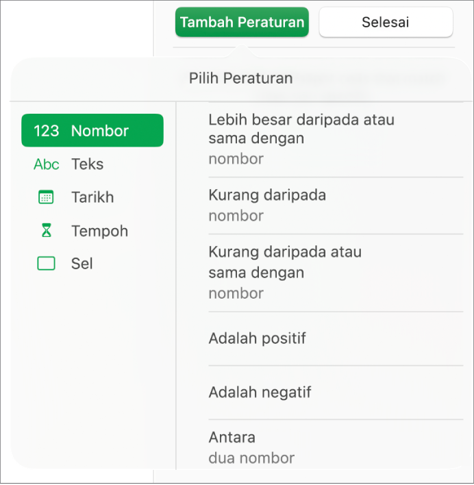 Jenis peraturan penyerlahan sel.