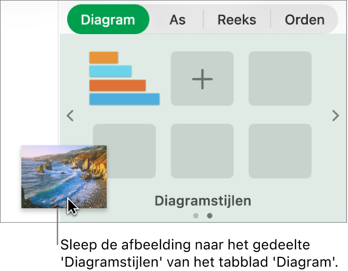 Een afbeelding in het gedeelte met diagramstijlen in de navigatiekolom slepen om een nieuwe stijl aan te maken.