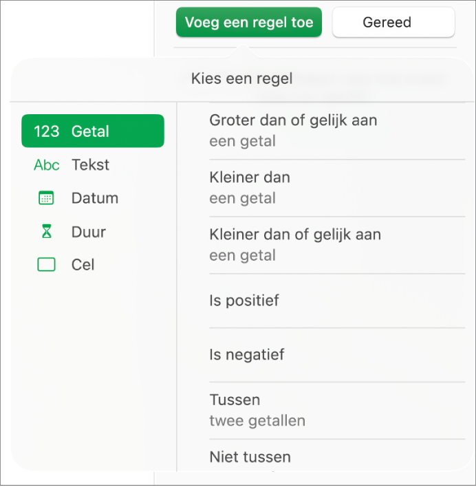 Soorten regels voor celmarkering.
