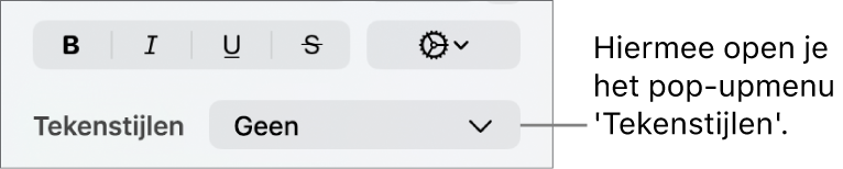 Het pop‑upmenu 'Tekenstijlen'.
