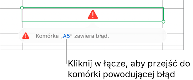 Łącze do komórki z błędem.