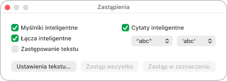 Okno zastąpień.