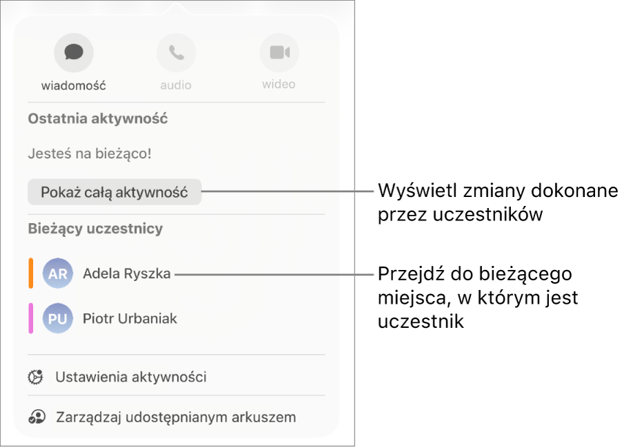 Menu współpracy z wymienionymi dwoma aktualnymi uczestnikami.