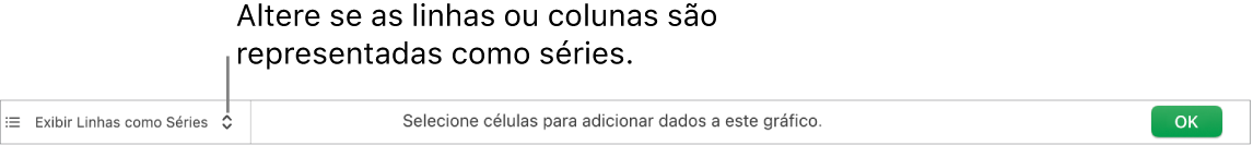 Menu pop-up para escolher se as linhas ou colunas devem ser exibidas como séries.
