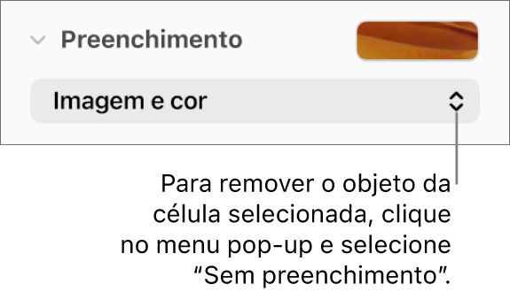 O controlo para remover um objeto da célula selecionada.
