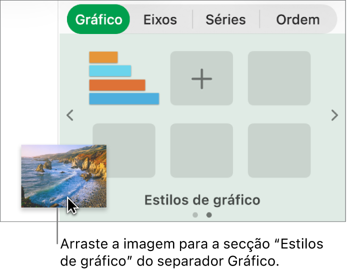Arrastar uma imagem para a secção de estilos de gráfico da barra lateral para criar um novo estilo.